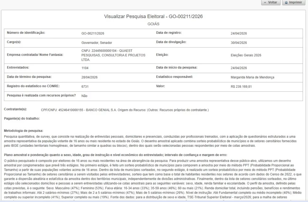 Visualizar Pesquisa Eleitoral Quaest
