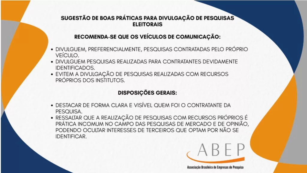 Sugestão de boas práticas para divulgação de Pesquisas Eleitorais